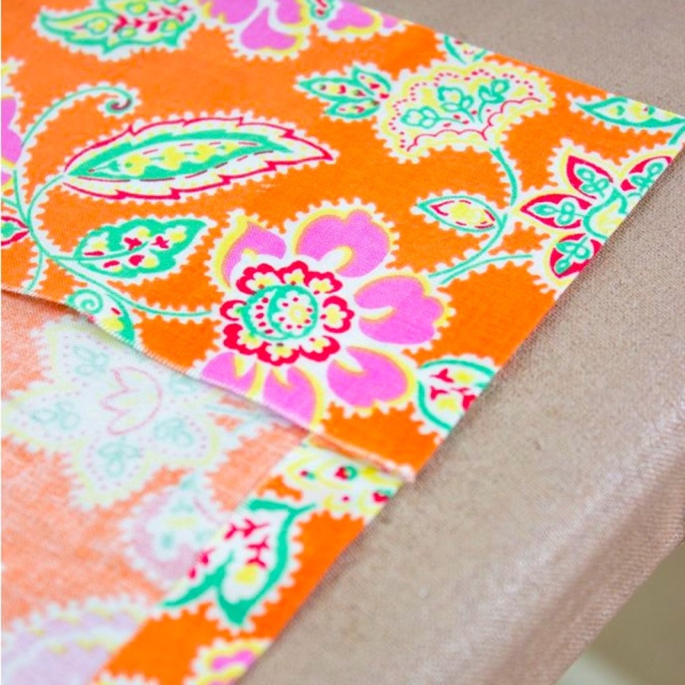JENNIFER PAGANELLI “Pink Charbagh" Orange & Pink Boho Floral Fabric 44”x14”